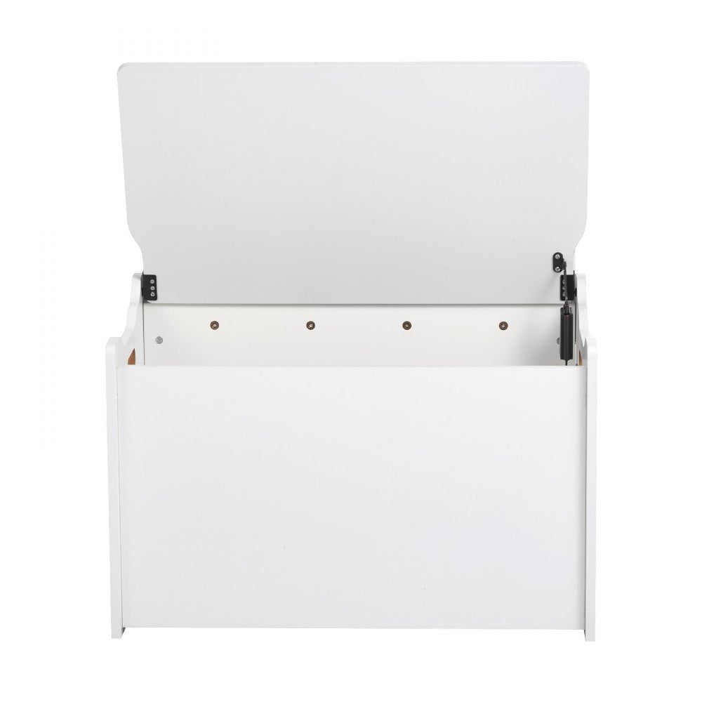 VEVOR Kids Storage Bench, Wooden Toy Box Chest with Backrest, Large Storage Cabinet with Safety Hinge, Toddlers Storage Bench for Playroom, Living Room or Entryway, 23.5 x 14.5 x 21.46 in, White