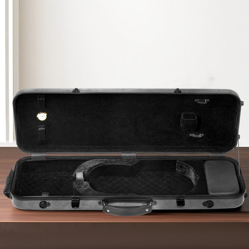 VEVOR 
4/4 Full Size Violin Case, Built-in Hygrometer, Lightweight Portable Travel Carrying Bag, with Plush Lining, Shoulder Straps, Anti-Scratch, Professional Oblong Shape, for Violin, Black