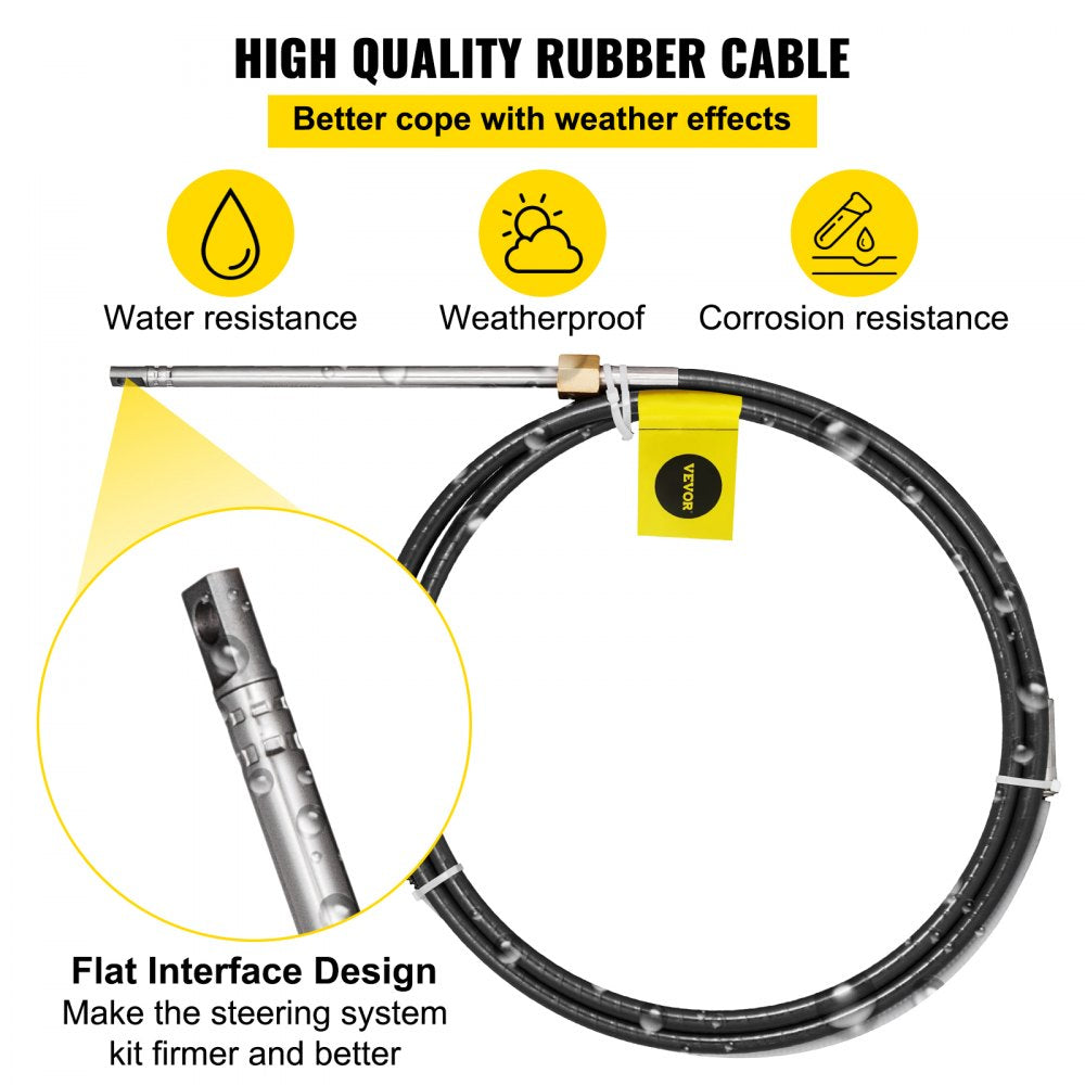 VEVOR Boat Steering System, Outboard Steering Kit with Boat Steering Control Cable 14' Steering Cable Marine Steering System 3/4" Shaft