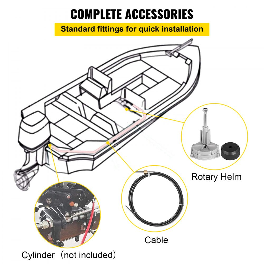VEVOR Boat Steering System, Outboard Steering Kit with Boat Steering Control Cable 14' Steering Cable Marine Steering System 3/4" Shaft