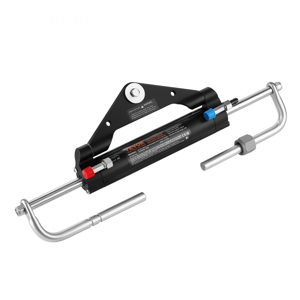 VEVOR Hydraulic Steering Kit 150HP Hydraulic Outboard Steering System 24 ft, Marine Boat Steering System, 2.5 MPa Helm Pump, Two-Way Lock Cylinder, 24 Feet High-Strength Hoses, for Single-Engine Use