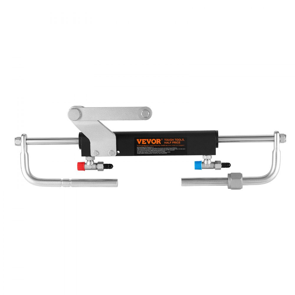 VEVOR Hydraulic Steering Kit 90HP Hydraulic Outboard Steering System 24 ft, Marine Boat Steering System, 2.5 MPa Helm Pump, Two-Way Lock Cylinder, 24 Feet High-Strength Hoses, for Single-Engine Use