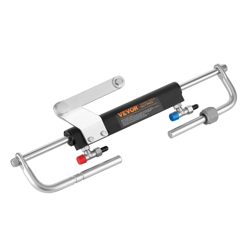 VEVOR Hydraulic Steering Kit 90HP Hydraulic Outboard Steering System 24 ft, Marine Boat Steering System, 2.5 MPa Helm Pump, Two-Way Lock Cylinder, 24 Feet High-Strength Hoses, for Single-Engine Use