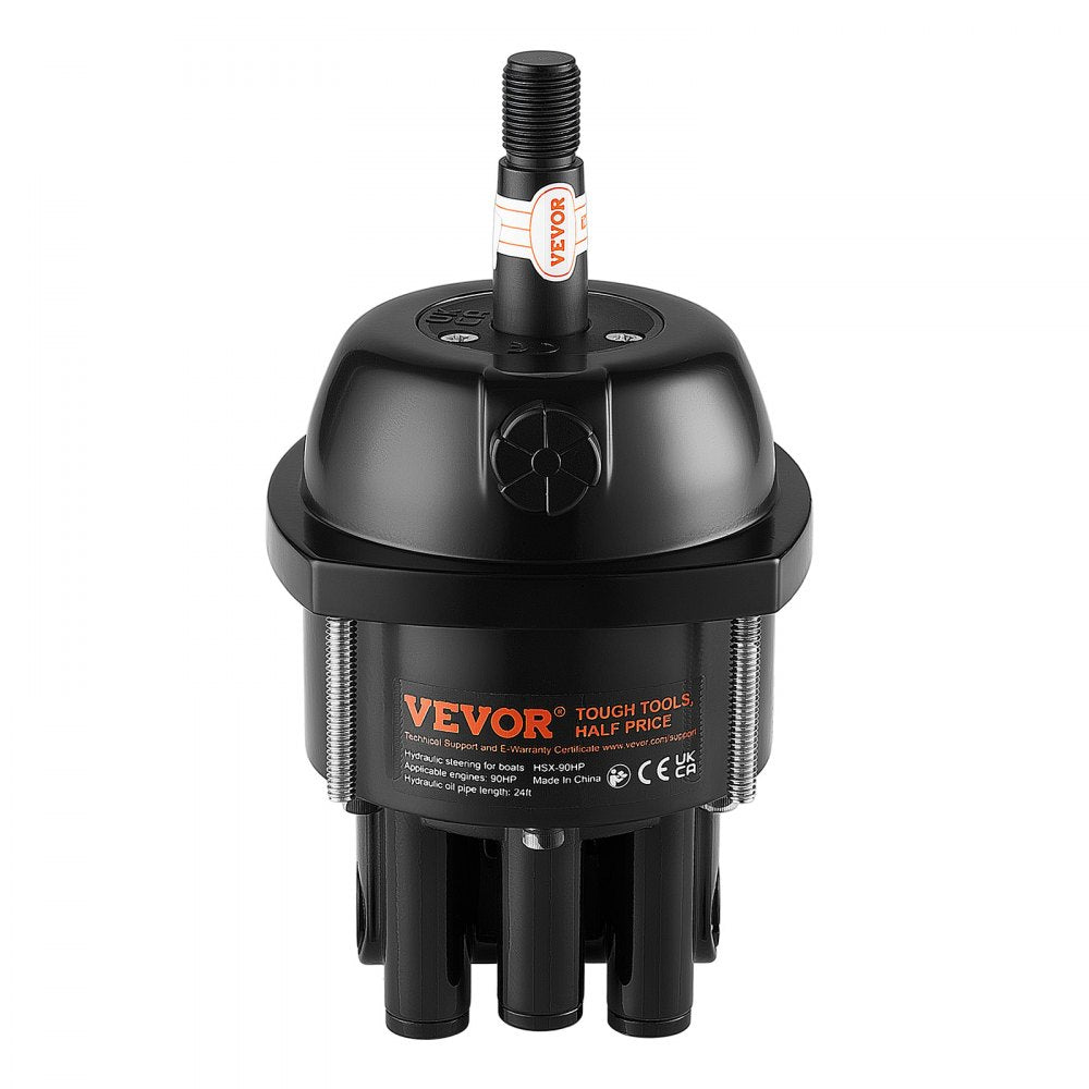 VEVOR Hydraulic Steering Kit 90HP Hydraulic Outboard Steering System 20 ft, Marine Boat Steering System, 2.5 MPa Helm Pump, Two-Way Lock Cylinder, 20 Feet High-Strength Hoses, for Single-Engine Use