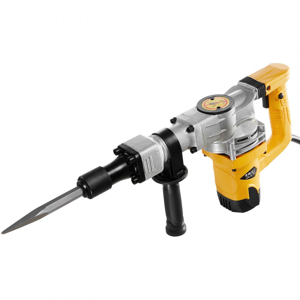 VEVOR Demolition Jack Hammer, 1400W Electric Jackhammer Heavy Duty, 2900 BPM Jack Hammer Concrete Breaker, with 1 Point Chisel, 1 Flat Chisel, Storage Case, Gloves and Goggles, for Demolition
