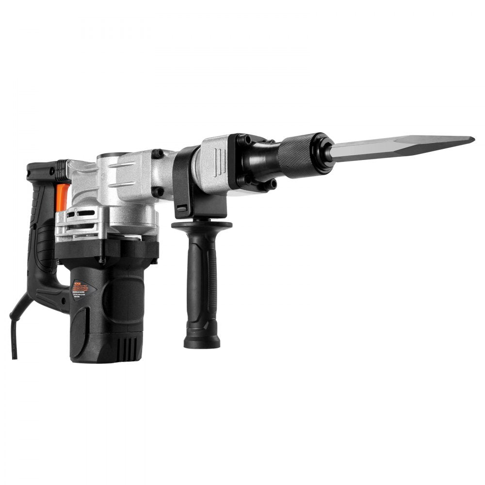VEVOR Demolition Jack Hammer, 1400W Electric Jackhammer Heavy Duty, 2pcs Chisels Bits Chipping with Case, 2900 BPM Concrete Breaker, Gloves Black