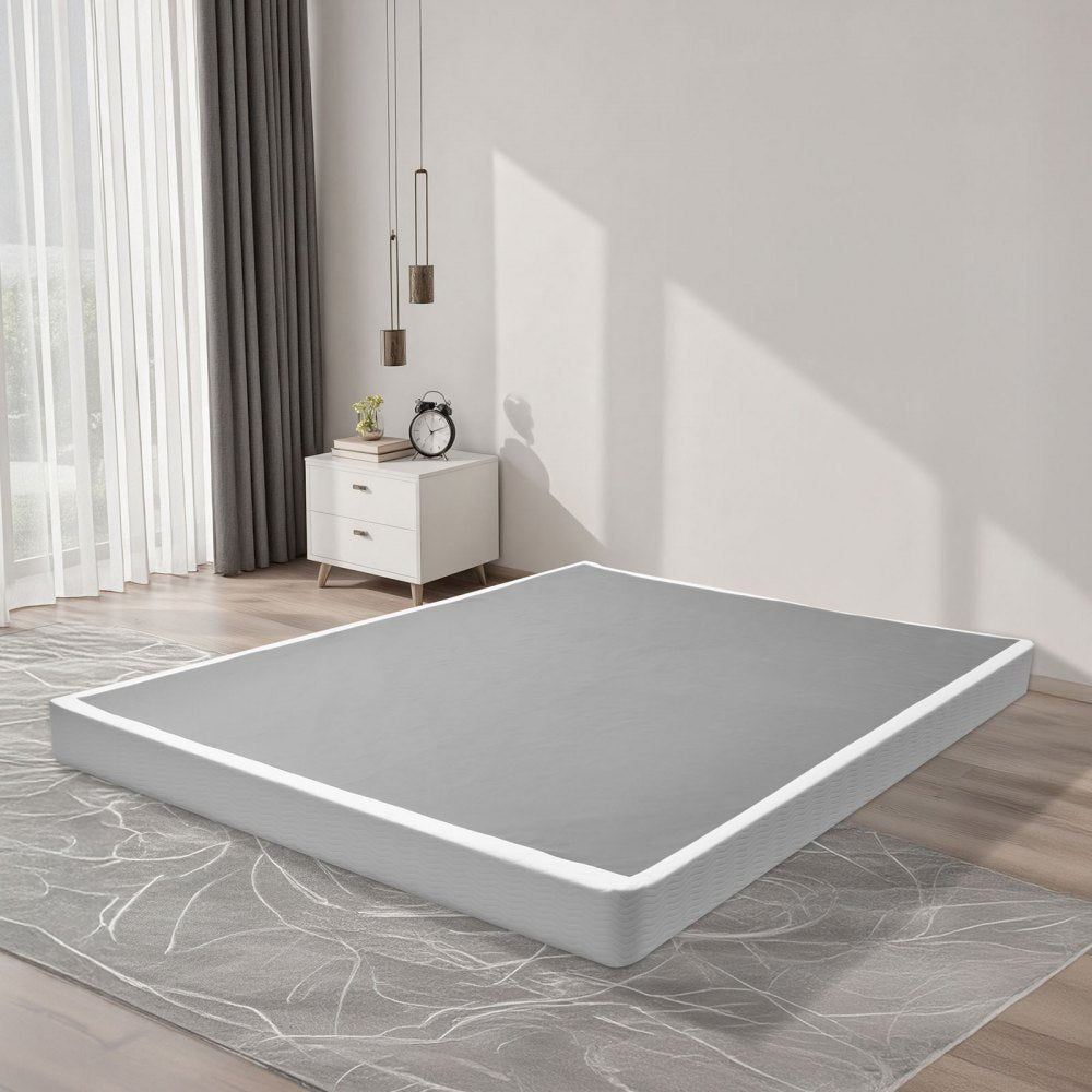 VEVOR Box Spring, Queen Size Bed Frame with Washable Fabric Cloth, Heavy Duty Metal Frame for Queen Bed, 4 in Mattress Foundation, 3500 lbs Max Weight Capacity, Easy Assembly, 79.1 L x 59.4 W x 4 H in