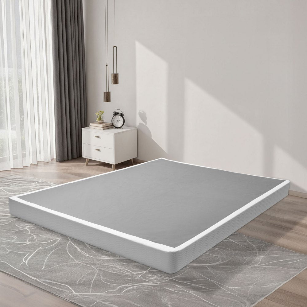 VEVOR Box Spring, Queen Size Bed Frame with Washable Fabric Cloth, Heavy Duty Metal Frame for Queen Bed, 5.1 in Mattress Foundation, 3500 lbs Max Weight Capacity, Easy Assembly, 79.1 x 59.6 x 5.1 in