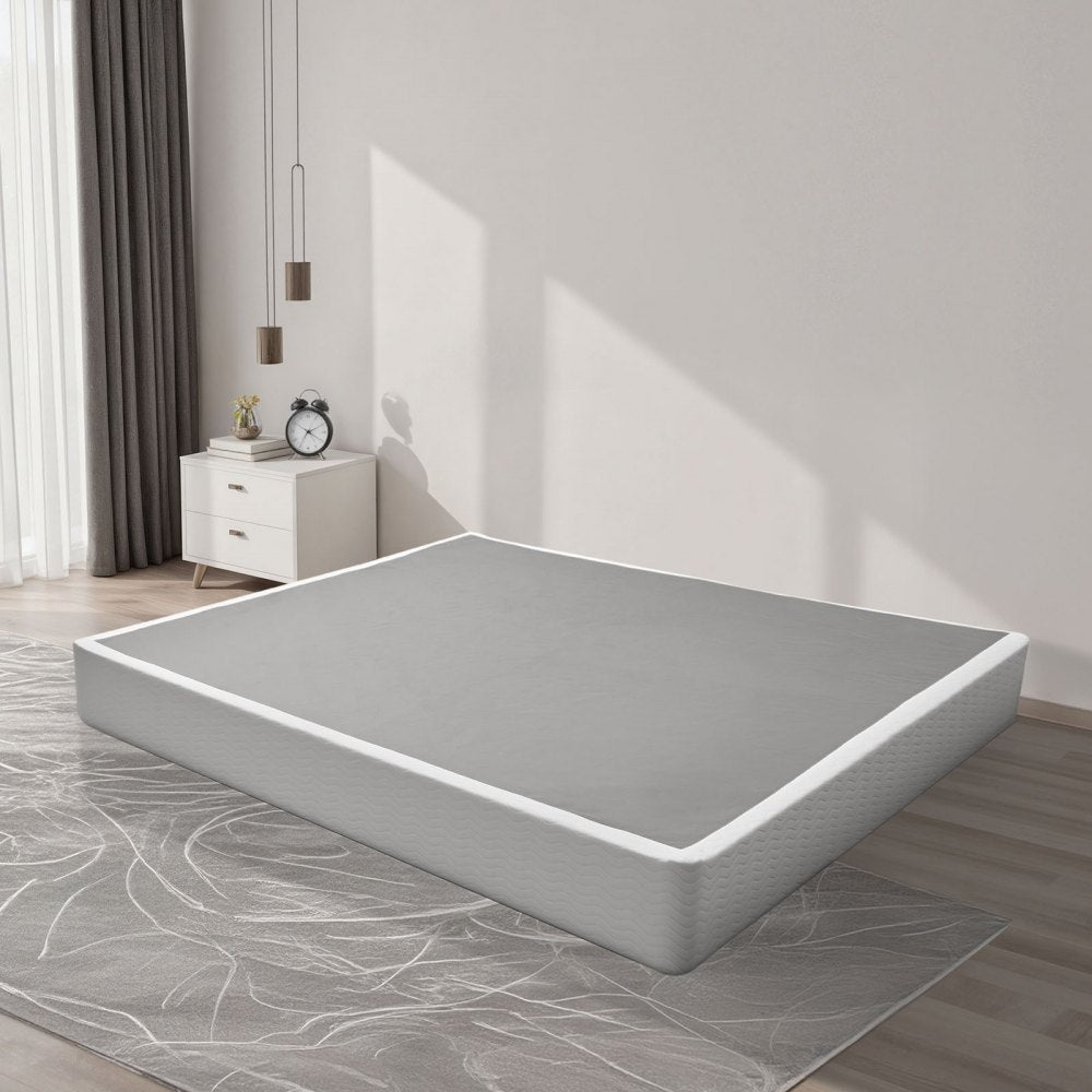 VEVOR Box Spring, King Size Bed Frame with Washable Fabric Cloth, Heavy Duty Metal Frame for King Bed, 9.1 in Mattress Foundation, 3500 lbs Max Weight Capacity, Easy Assembly, 79.1 x 75.8 x 9.1 in