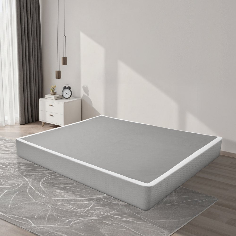 VEVOR Box Spring, King Size Bed Frame with Washable Fabric Cloth, Heavy Duty Metal Frame for King Bed, 9 in Mattress Foundation, 3500 lbs Max Weight Capacity, Easy Assembly, 79.1 L x 75.8 W x 9.1 H in