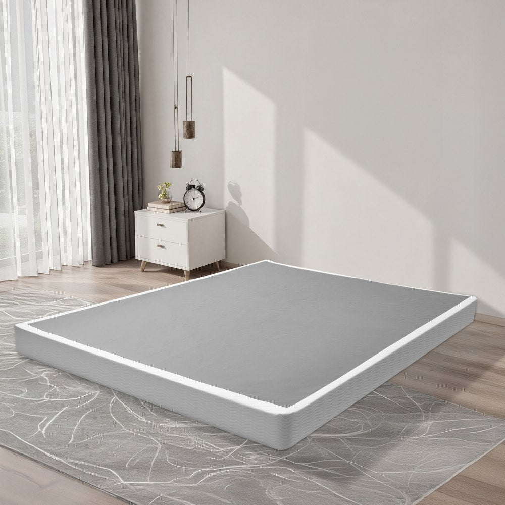 VEVOR Box Spring, Queen Size Bed Frame with Washable Fabric Cloth, Heavy Duty Metal Frame for Queen Bed, 5 in Mattress Foundation, 3500 lbs Max Weight Capacity, Easy Assembly, 79.1L x 59.6W x 5.1H in