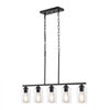 VEVOR 5-Light Kitchen Island Pendant Lights, 60W, Adjustable Dining Room Light Fixture with Clear Glass Lampshade 4 Rods 2 Metal Chains, Metal Frame Farmhouse Linear Chandeliers for Dining Room, E26