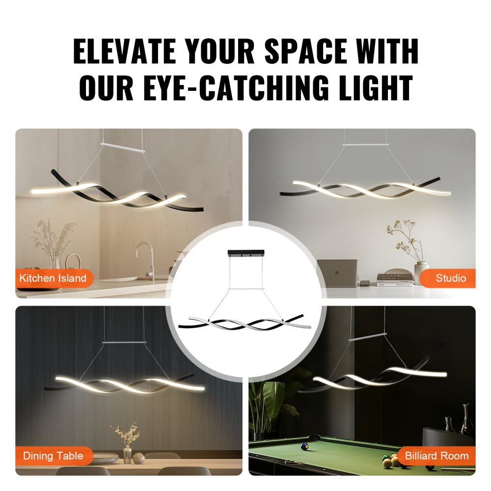 VEVOR Modern Chandelier Light Fixtures, 24W, Dimmable LED Pendant Light with Silicone Lampshade, 3000K / 4000K / 6500K Color Temperature Adjustable Ceiling Lamp, for Kitchen, Dining Room