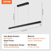 VEVOR Dimmable Linear Pendant Light, 20W, 47 in LED Linear Light Fixture Chandelier with Acrylic Lampshade 3000K / 4000K / 6500K Color Temperature Adjustable Height, for Dining Room Kitchen Island
