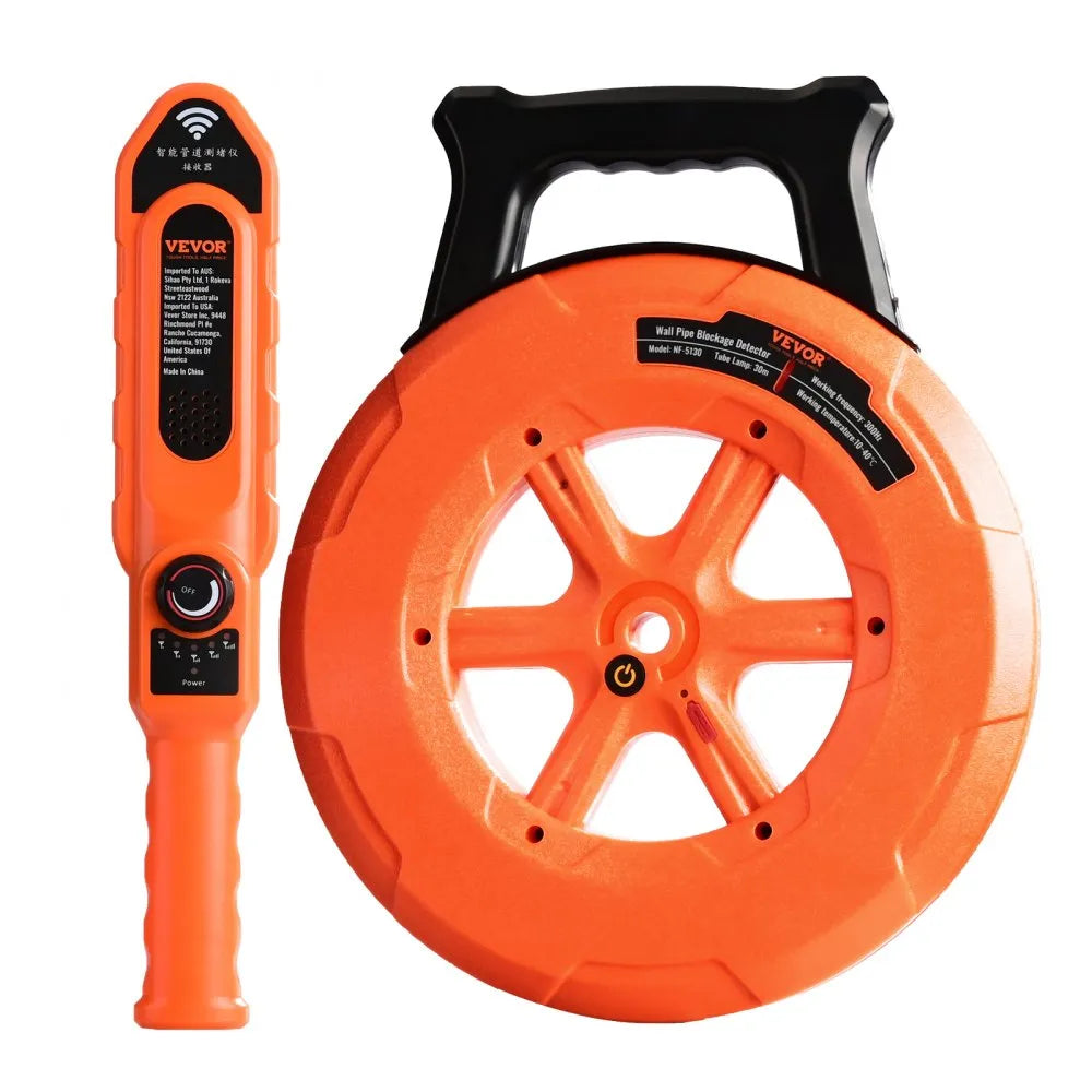 VEVOR Pipe Locators, 100ft/30m PVC Pipe Locators Underground, IP67 Waterproof Pipe Blockage Detector with Adjustable Sensitivity, Sewer Wall Scanner Plumbing Tool for PVC Plastic Metal Water Pipes