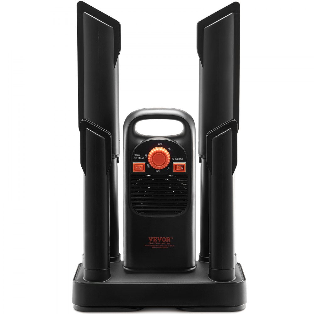 VEVOR Shoe Dryer with Timer, Detachable 4 Tubes Boot Dryers with V0-Rated Fire-Retardant Materials, Quick Drying for Work Boots, Sneakers, Gloves, Helmets, Black & Orange