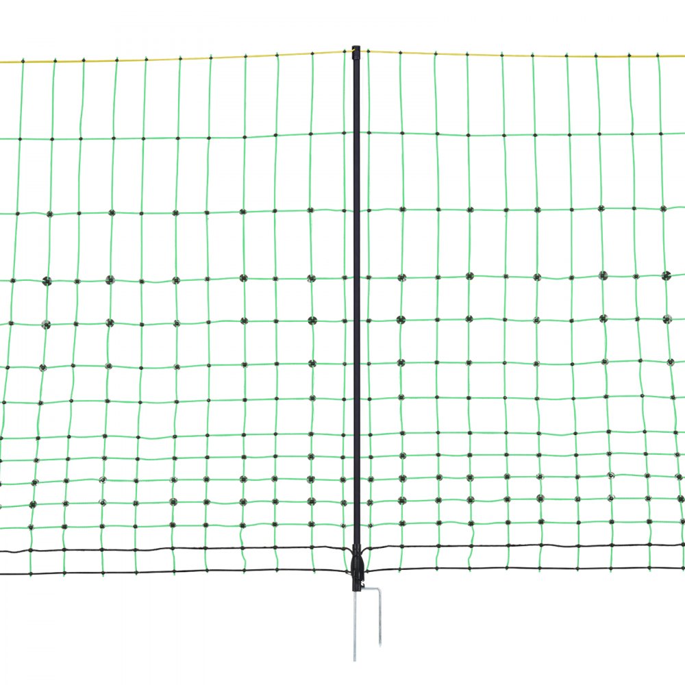 VEVOR Electric Fence Netting, 48" H x 100' L, PE Net Fencing Kit with Posts & Double-Spiked Stakes, Utility Portable Mesh for Chickens, Ducks, Geese, Rabbits, Used in Backyards, Farms, and Ranches