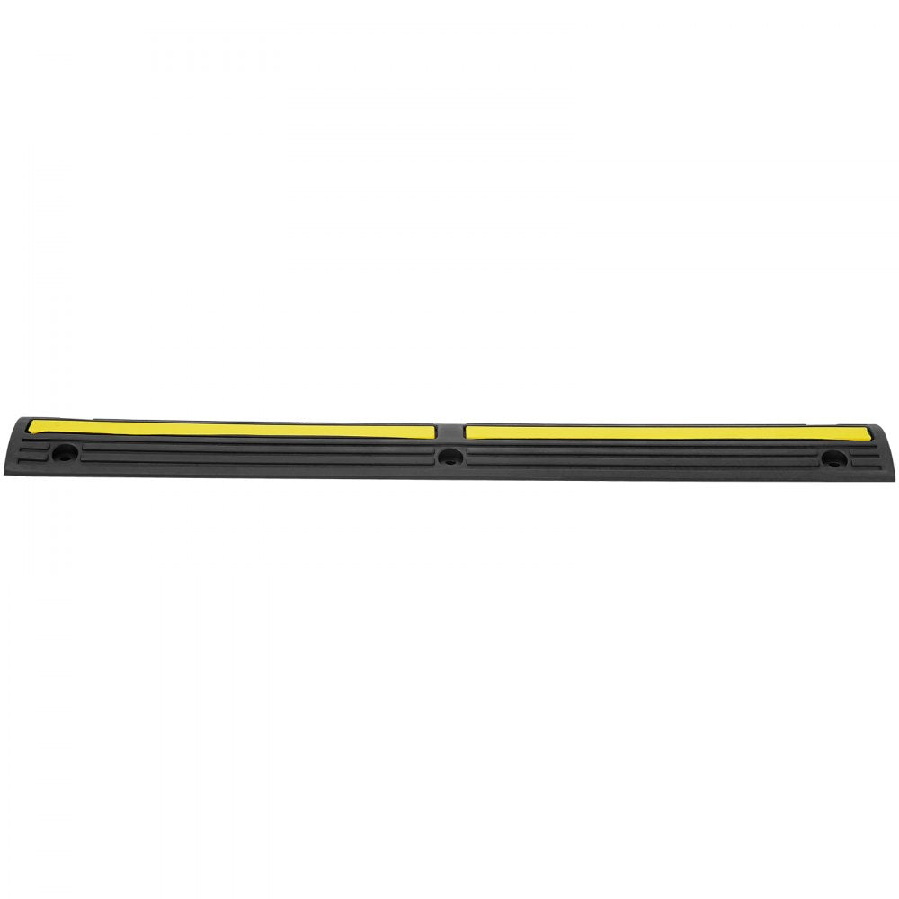 VEVOR 3.28 ft Cable Protector Ramp, 4 Pack of 1 Channel, 18000 lbs/axle Capacity Heavy Duty Rubber Speed Bumps, Floor Cord Cable Protector Wire Cover, for Residential Areas, Private Garages, Gardens