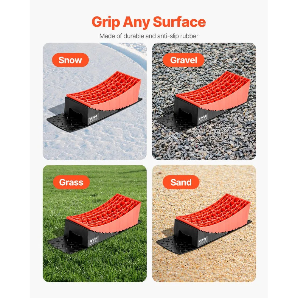 VEVOR Camper Levelers, 2 Pcs RV Leveling Blocks, up to 8818.5lbs Camper Wheel Chocks, Max. 4" Leveling Height Heavy Duty Curved Levelers, RV Camper Leveler Kit with Anti-Slip Mat Carrying Bag Level