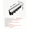 VEVOR Trench Drain, 39.7 x 5.8 x 7.4 in, 3 Pack Linear Drainage Channel with Stainless Steel Grate, HDPE Channel Drain, Outdoor Drainage System for Driveway, Patio, Pool, Garden, Black & Silver
