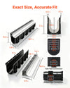 VEVOR Trench Drain, 39.7 x 5.8 x 7.4 in, 3 Pack Linear Drainage Channel with Stainless Steel Grate, HDPE Channel Drain, Outdoor Drainage System for Driveway, Patio, Pool, Garden, Black & Silver