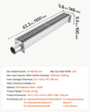 VEVOR Trench Drain, 43.3 x 5.8 x 5.5 in, Linear Drainage Channel with Carbon Steel Grate, 304 Stainless Steel Channel Drain, Premium Outdoor Drainage System for Driveway, Patio, Pool, Garden, Silver