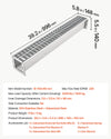 VEVOR Trench Drain, 39.3 x 5.8 x 5.5 in, Linear Drainage Channel with Galvanized Steel Grate, 304 Stainless Steel Channel Drain, Outdoor Drainage System for Driveway, Patio, Pool, Garden, Silver