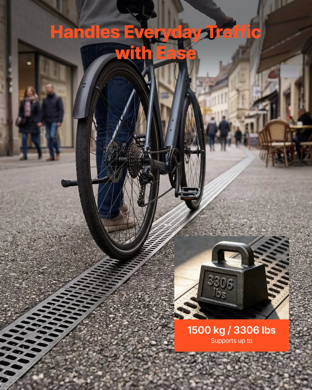 VEVOR Trench Drain, 20.1 x 5.5 x 3.5 in, 12 Pack Linear Drainage Channel, HDPE Channel Drain with Grates & End Caps, Premium Outdoor Drainage System for Driveway, Patio, Pool, Garden, Yard, Black
