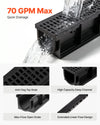 VEVOR Trench Drain, 40.2 x 6.6 x 5.5 in, 6 Pack Linear Drainage Channel, HDPE Channel Drain with Grates & End Caps, Premium Outdoor Drainage System for Driveway, Patio, Pool, Garden, Yard, Black
