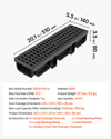 VEVOR Trench Drain, 20.1 x 5.5 x 3.5 in, 6 Pack Linear Drainage Channel, HDPE Channel Drain with Grates & End Caps, Premium Outdoor Drainage System for Driveway, Patio, Pool, Garden, Yard, Black