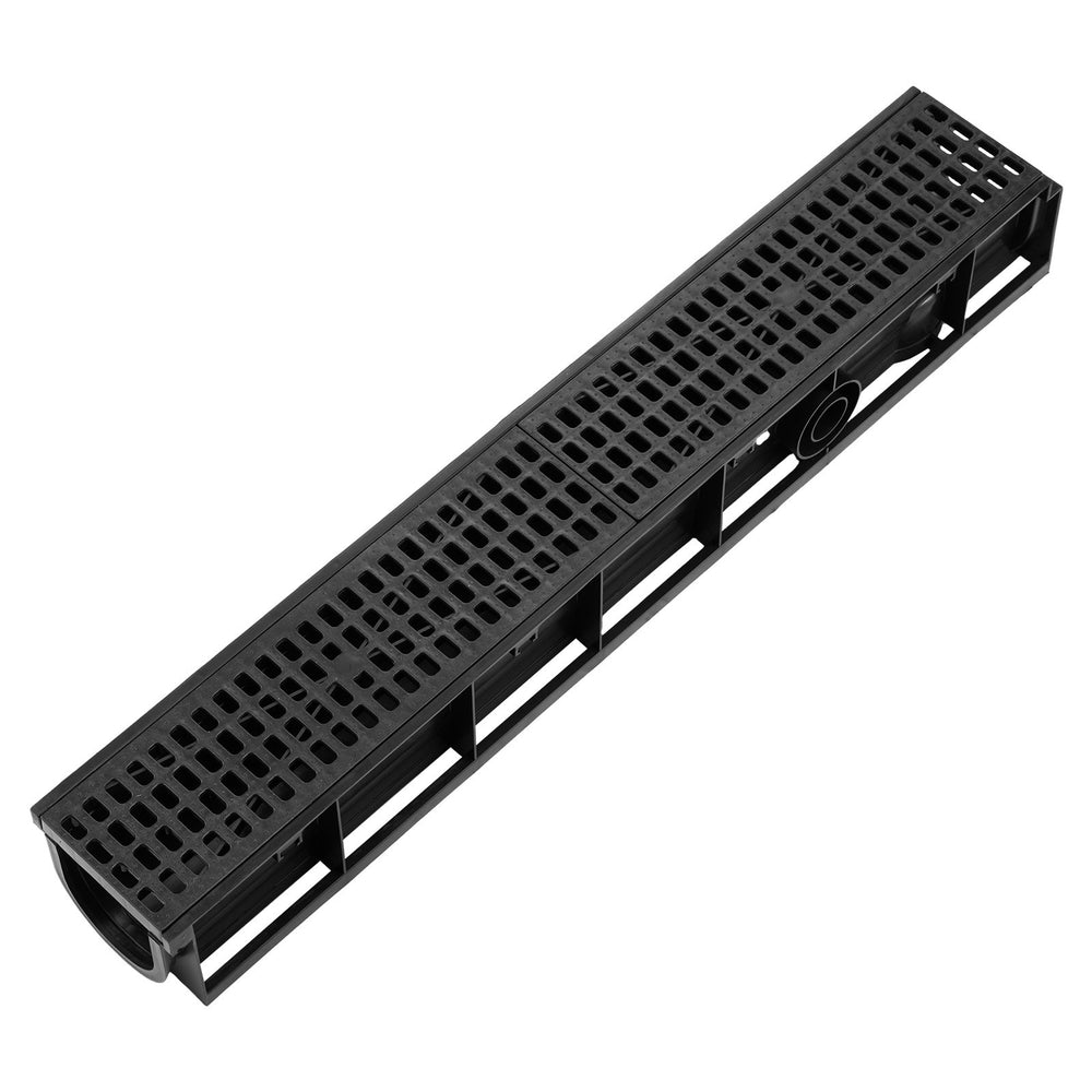 VEVOR Trench Drain, 40.1 x 6.1 x 8.0 in, 4 Pack Linear Drainage Channel, HDPE Channel Drain with Grates & End Caps, Premium Outdoor Drainage System for Driveway, Patio, Pool, Garden, Yard, Black