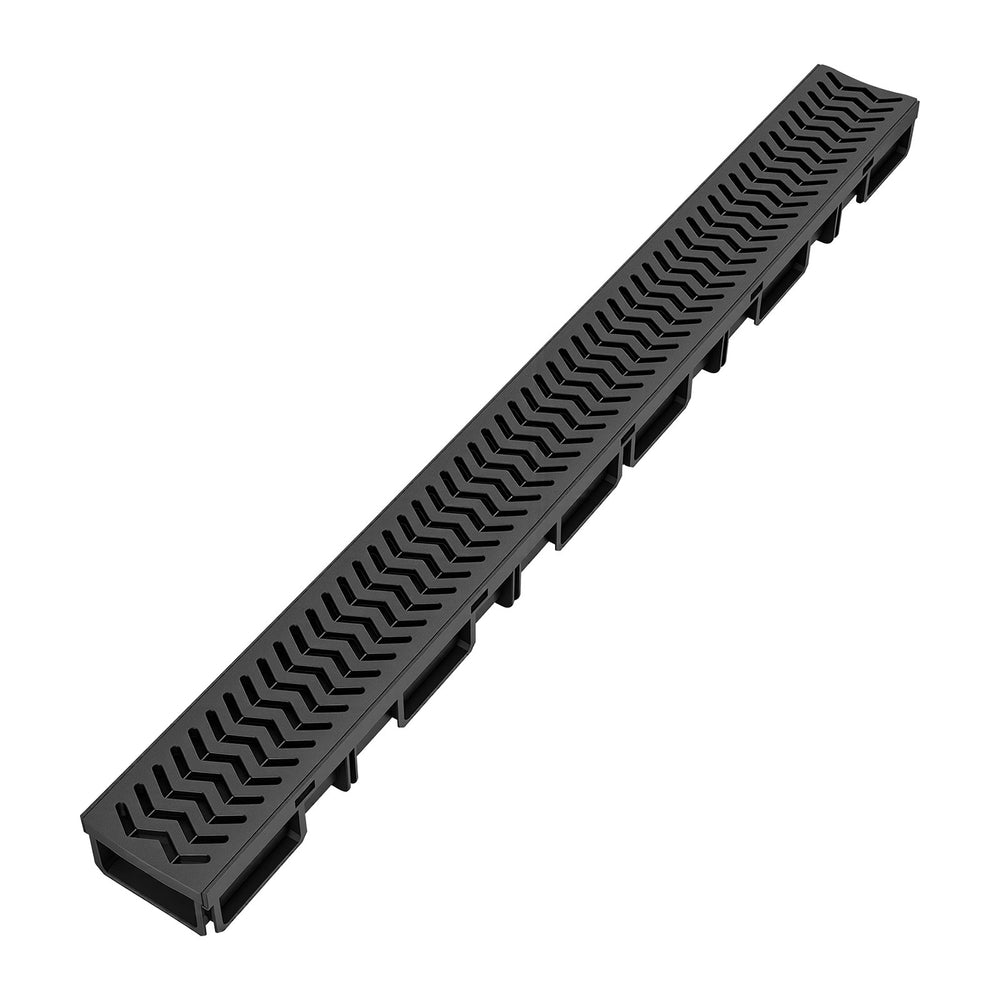 VEVOR Trench Drain, 39.6 x 4.1 x 2.4 in, 5 Pack Linear Drainage Channel, HDPE Channel Drain with Grates & End Caps, Premium Outdoor Drainage System for Driveway, Patio, Pool, Garden, Yard, Black