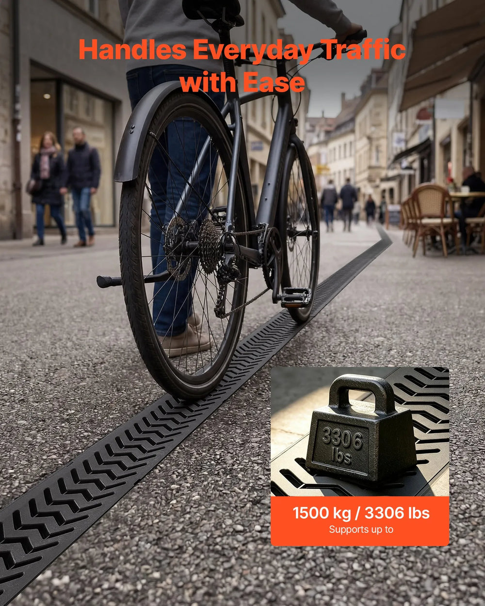 VEVOR Trench Drain, 39.6 x 4.1 x 2.4 in, 6 Pack Linear Drainage Channel, HDPE Channel Drain with Grates & End Caps, Premium Outdoor Drainage System for Driveway, Patio, Pool, Garden, Yard, Black