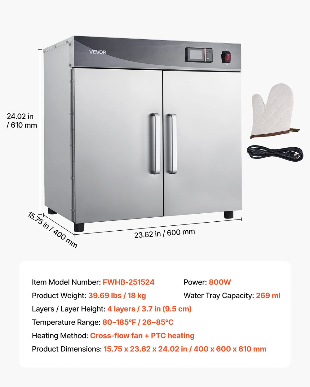 VEVOR Electric Hot Box Food Warmer 4-Tier warming cabinet product image 6