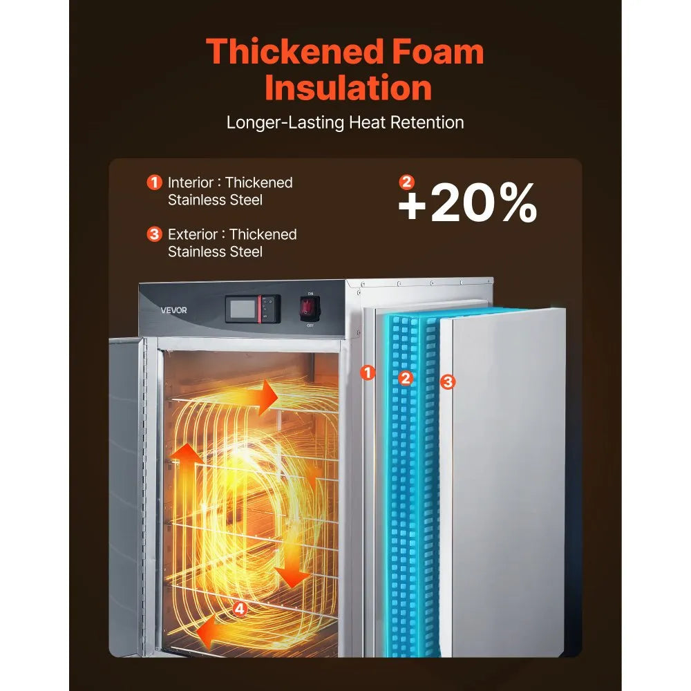 VEVOR Electric Hot Box Food Warmer, 5-Tier Commercial Warming Cabinet with Water Tray, Single-Door and Adjustable Shelves, Stainless Steel Food Warmer Cabinet, for Restaurant, Kitchen, Pizza, Chicken