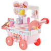 VEVOR Ice Cream Cart for Kids, 27 PCS Accessories, Pretend Play Store with Storage Trolley with Pretend Money, Sound & Light Effects, Montessori Educational Ice Cream Truck Toys for Toddlers 3+ (Pink)