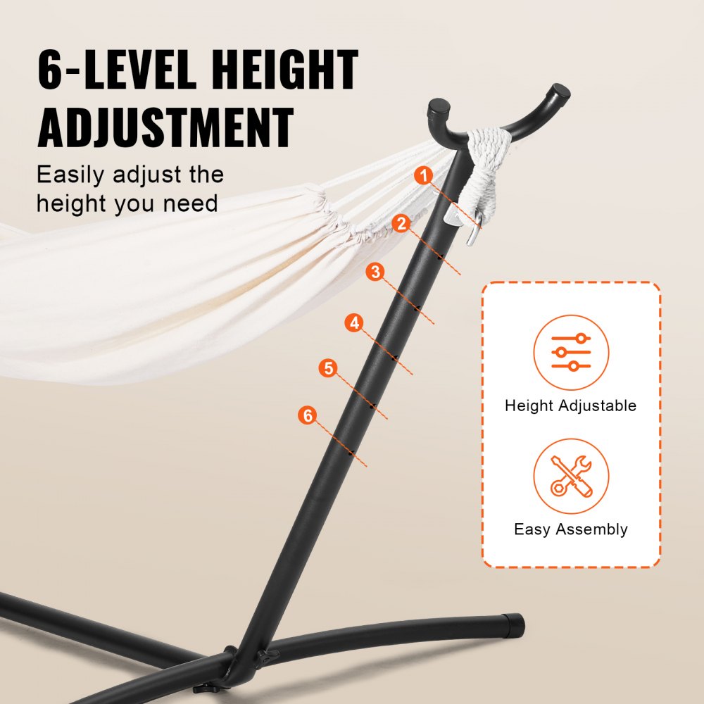 VEVOR Portable Hammock Stand, 450lbs Capacity Steel Hammock Stand for 2 Person, Heavy Duty Adjustable Hooks Hammock Frame Fits 10-13 ft Hammocks, Space Saving with Carrying Bag for Outdoor or Indoor