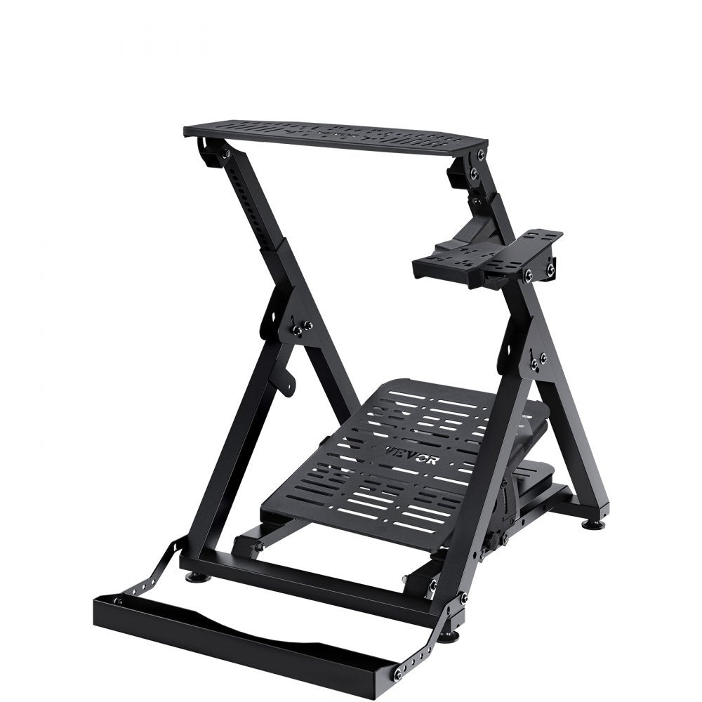 VEVOR Foldable Racing Steering Wheel Stand, Height Adjustable Universal Base Compatible with Logitech & Thrustmaster Racing Wheel and Pedal, Movable Wheels Heavy-duty Frame Standard GT/Formula Seating