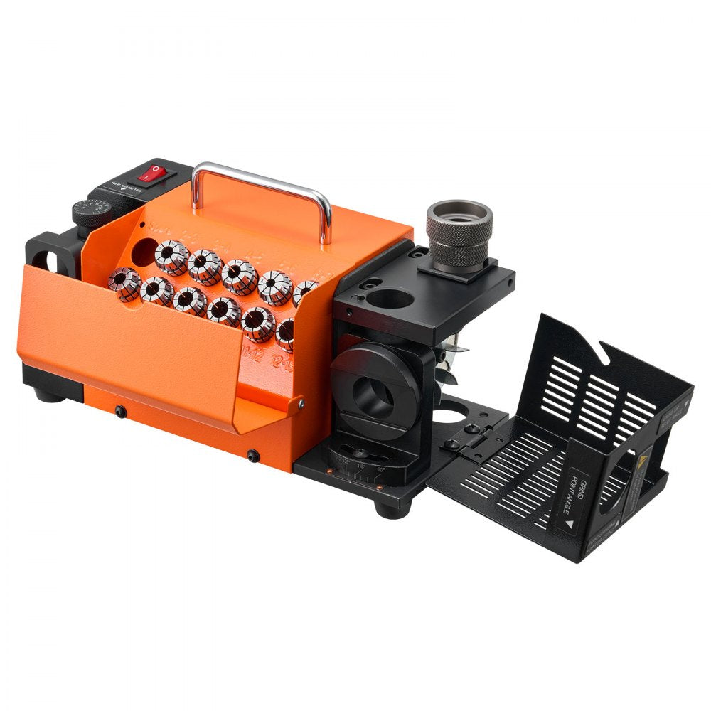 VEVOR Drill Bits Sharpener MR-13D, 3–13mm Professional Drill Bit Grinder with Adjustable Lip Relief Angle, Front Cutting Lip & 95°-135° Point Angle, 5800RPM Re-Sharpener with 11 Collets & CBN Wheel