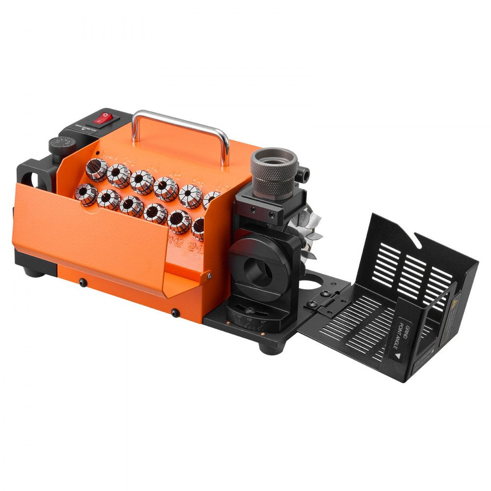 VEVOR Drill Bits Sharpener MR-13B+, 3-15mm Drill Bit Grinder Sharpener with Adjustable Lip Relief Angle & 95°-135° Point Angle, 5800RPM High Speed Re-Sharpener with 13 Collets, CBN & SDC Wheels