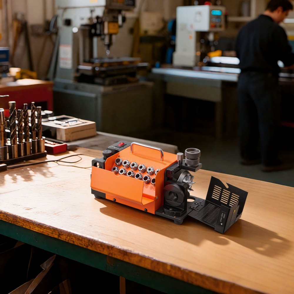 VEVOR Drill Bits Sharpener MR-13A+, 3-15mm Drill Bit Grinder Sharpener with 95°-135° Adjustable Point Angle, 5800RPM High Speed Re-Sharpening Machine with 13 Collets & CBN Wheel for Workshops Garages