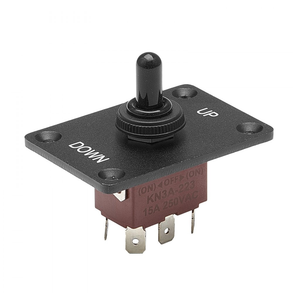 VEVOR Toggle Switch, 6 Pin Momentary Polarity Reversing Toggle Switch (ON)-Off-(ON) DC 12V/30A AC 250V/15A - with Up Down Mounting Panel & Waterproof Boot Cap for Auto Car Marine Boat