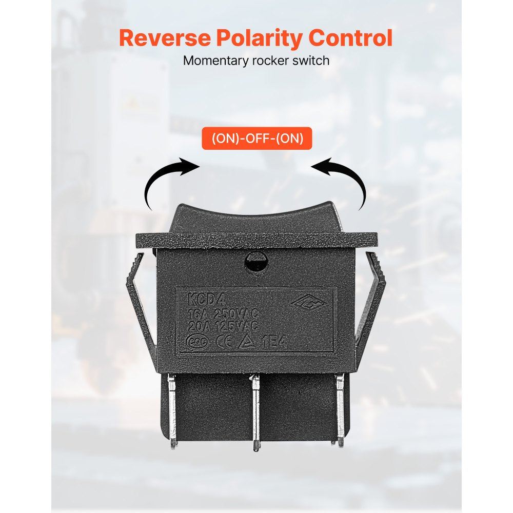 VEVOR Rocker Switch, 6 Pin Momentary DPDT Rocker Switch, 3-Position (ON)-Off-(ON) Polarity Reversing Switch AC 250V/16A 125V/ 20A for Auto Car Boat Household Appliances