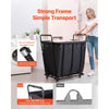 VEVOR Laundry Cart, Rolling Grocery Utility Cart with Waterproof Liner & Swivel Wheels, 260 LBS Large Load Capacity, Heavy Duty Shopping Basket for Laundry, Shopping, Camping, Grocery, Luggage, Black