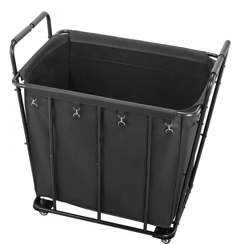 VEVOR Laundry Cart, Rolling Grocery Utility Cart with Waterproof Liner & Swivel Wheels, 260 LBS Large Load Capacity, Heavy Duty Shopping Basket for Laundry, Shopping, Camping, Grocery, Luggage, Black
