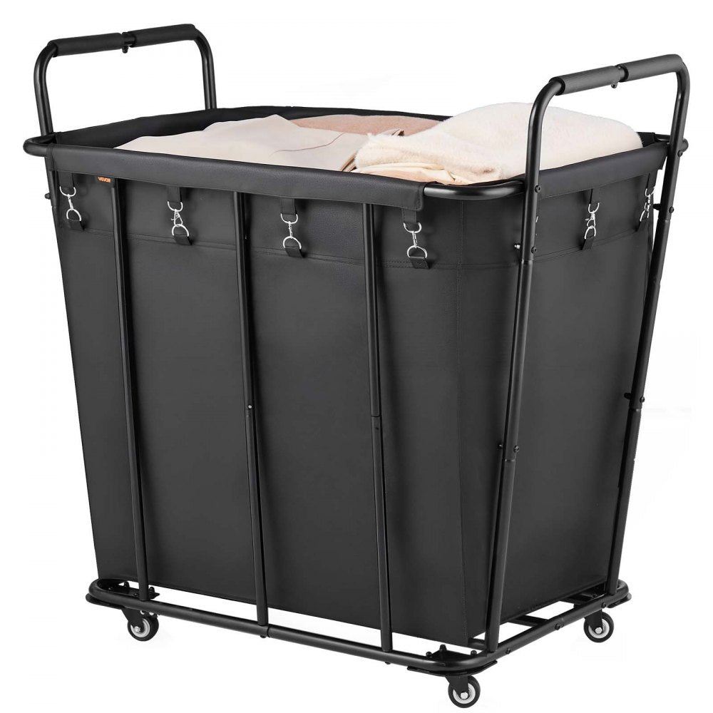 VEVOR Laundry Cart, Rolling Grocery Utility Cart with Waterproof Liner & Swivel Wheels, 260 LBS Large Load Capacity, Heavy Duty Shopping Basket for Laundry, Shopping, Camping, Grocery, Luggage, Black
