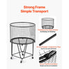 VEVOR Laundry Cart, Rolling Round Grocery Utility Cart with 360° Swivel Wheels, 60 LBS Large Load Capacity, Heavy Duty Carbon Steel Shopping Basket for Laundry, Shopping, Camping, Grocery, Luggage