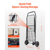 VEVOR Shopping Cart, Folding Grocery Utility Cart with Swivel Wheels, 90 LBS Large Load Capacity, Heavy Duty Rolling Laundry Basket Butler for Laundry, Shopping, Camping, Grocery, Luggage, Black