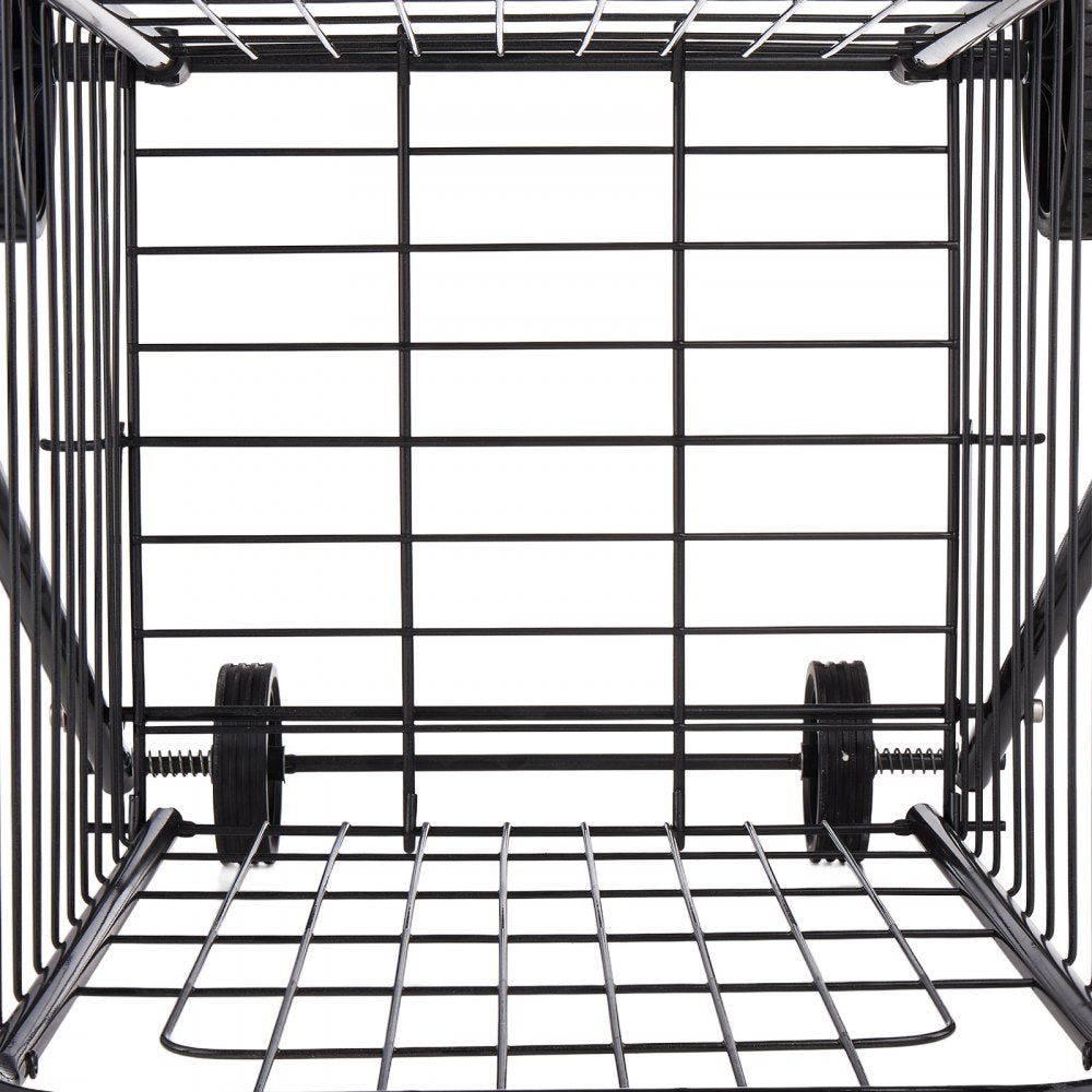 VEVOR Shopping Cart, Folding Grocery Utility Cart with Swivel Wheels, 90 LBS Large Load Capacity, Heavy Duty Rolling Laundry Basket Butler for Laundry, Shopping, Camping, Grocery, Luggage, Black