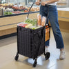 VEVOR Shopping Cart, Folding Grocery Utility Cart with Dual Baskets, Waterproof Liner & Wheels, 100 LBS Large Load Capacity, Heavy Duty Laundry Basket for Laundry, Shopping, Camping, Grocery, Luggage